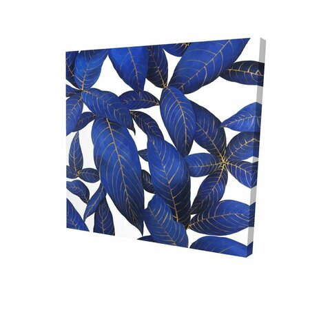 FONDO 32 x 32 in. Abstract Modern Blue Leaves-Print on Canvas FO2791255